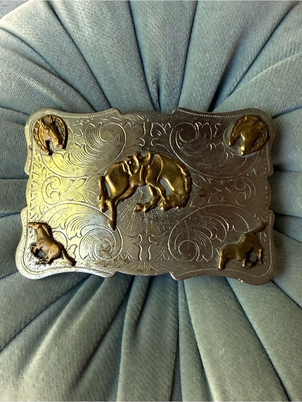 Vintage Rockmount Ranch Wear Belt Buckle Bucking Bronco Western